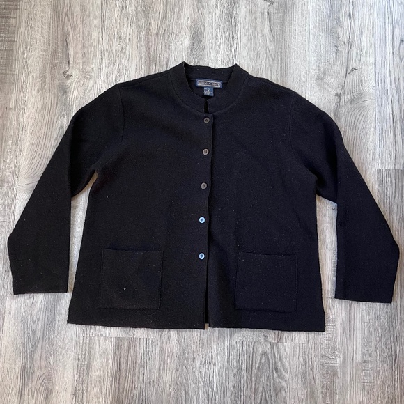 Herman Geist Vintage Wool Cardigan Sweater Jacket Button Pockets M gray - Picture 1 of 7